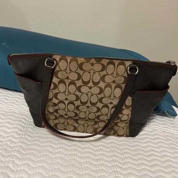 Coach Brown and Tan Signature Tote - Picture 2 of 4